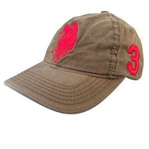 U.S. POLO Assn Hat Baseball Cap Green Large Red Pony Cotton Big 3 Adjustable